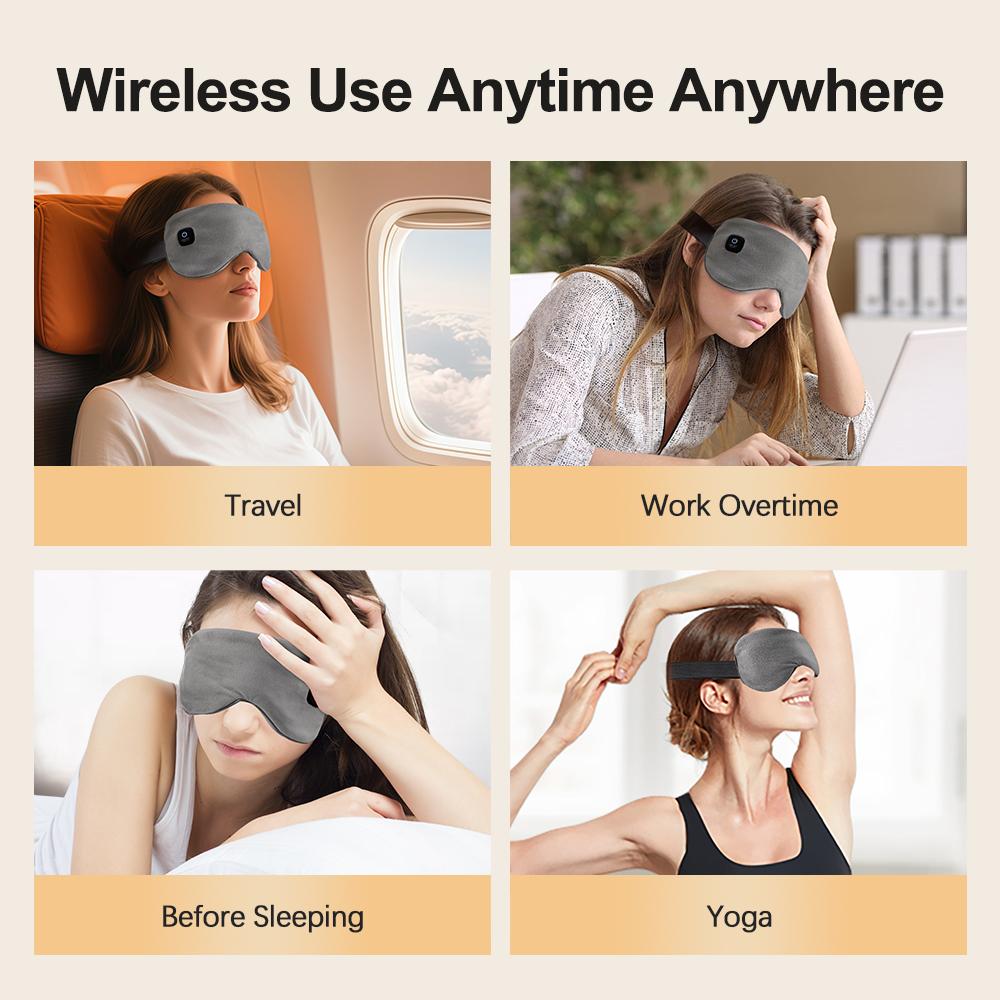 Heated Eye Masks For Dry Eyes USB Rechargeable Adjustable Heat Massage Eyemask Relieve Eye Strain Office Home Sleeping Eyeshade