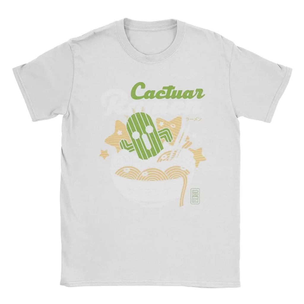 Cool Cactuar Ramen Final Fantasy T-Shirts for Men Crewneck 100% Cotton T Shirts Short Sleeve Tee Shirt Unique Tops