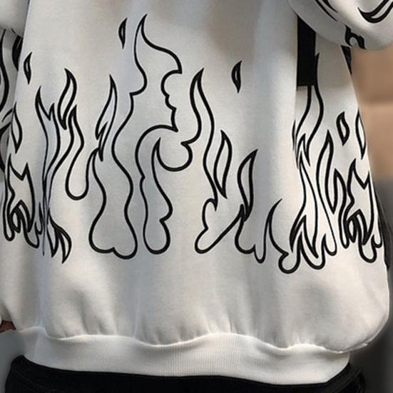 Hanorac Bărbați Toamnă Imprimeu Flacără Glugă Mâneci Lungi Moale Călduros Larg Stil Hip Hop Hanorac de Iarnă pentru Școală