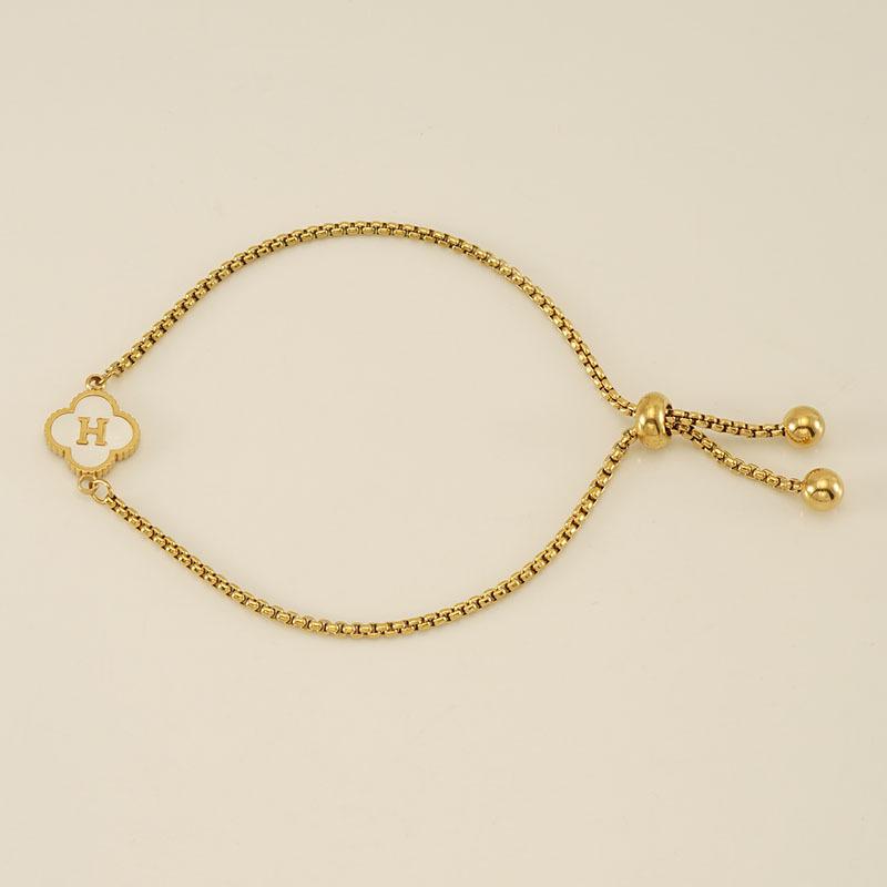 Stainless Steel Shell Clover Letter Bracelet Unique Design Fashionable Wrist Jewelry for Women