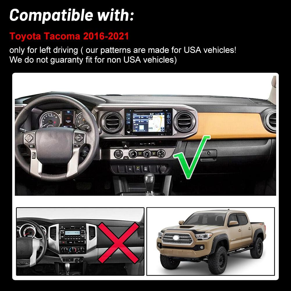 Anti Slips Dash Mat Fit For Toyota Tacoma 2016-2021 Left Hand Drive Felt Fabric Dashmat Dashboard Cover Red Trim