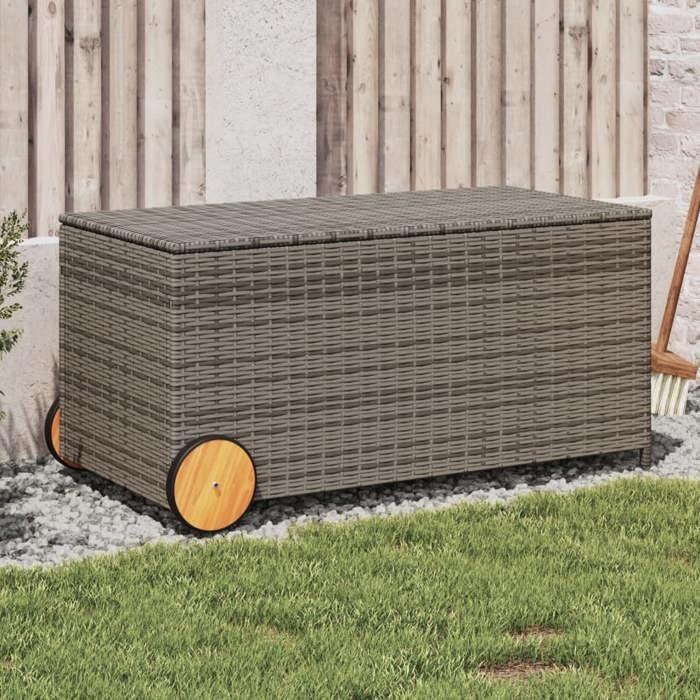 VidaXL Garden Storage Box and Wheels, Tool Chest, Storage Furniture, Patio Terrace Organizer, Grey 365326
