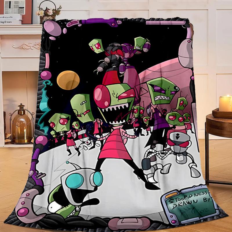 1PC Alien Invasion Pattern Flannel Blanket Gift, Suitable for Both Men And Women, Soft Ideal for Beds And Sofa, Birthday Or Christmas Gift