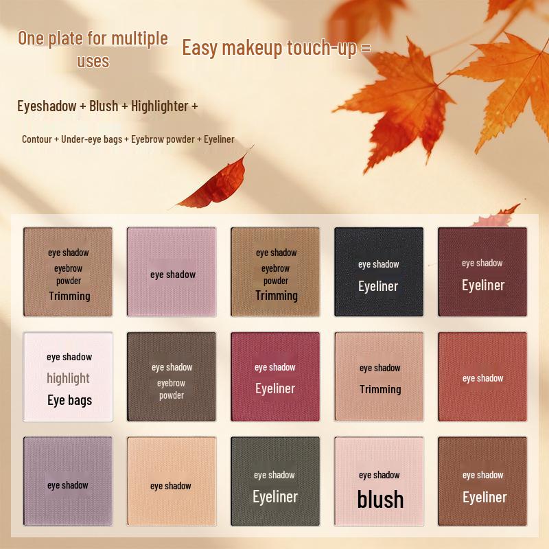 UCANBE 15-Color Eyeshadow Palette: Matte Earthy Tones for Autumn/Winter - Cocoa, Red-Brown, Dark Terracotta for Daily Smoky Eye Looks