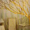 2M Artificial Vines Curtain Lights Fake Willow Leaves Curtain Fairy Lights  Powered Green Fake Plant String Light