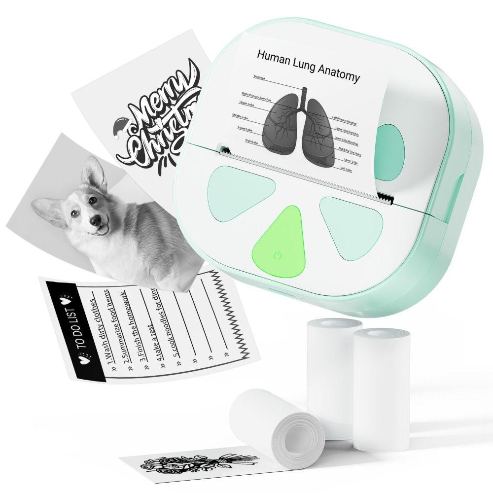 With 3 Paper Rolls Sticker Printer Inkless Printing Thermal Printers  Study Notes