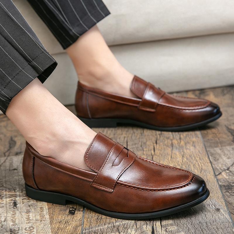 Fashion Mens Dress Wedding Fashion Office High Quality Leather Comfy Business Formal Italy Driving Loafers Shoes for Men Plus Size 38~48