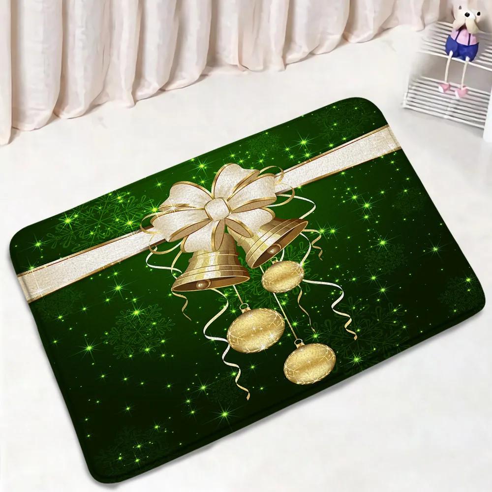 Red Christmas Shower Curtain Set Green Pine Branches Rope Ball Winter New Year Xmas Bathroom Decor Rug Bath Mat Toilet Lid Cover