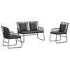 Garden Dining Set 3 Pcs Black and Anthracite Poly Rattan