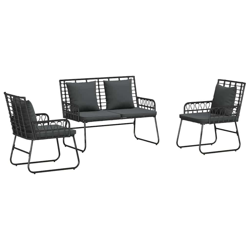 Garden Dining Set 3 Pcs Black and Anthracite Poly Rattan