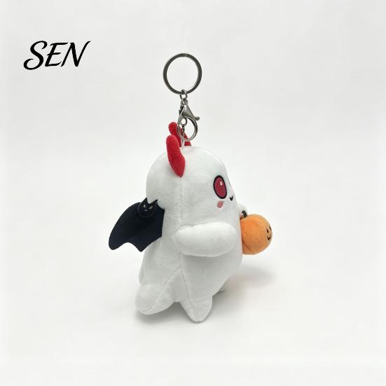 Soft Skin Friendly Plush Toy Halloween Ghost Keychain, Cute Spooky Stuffed Pendant for Backpack Plushie Keys, Mini Doll Bag Charm, Festive Party Gift
