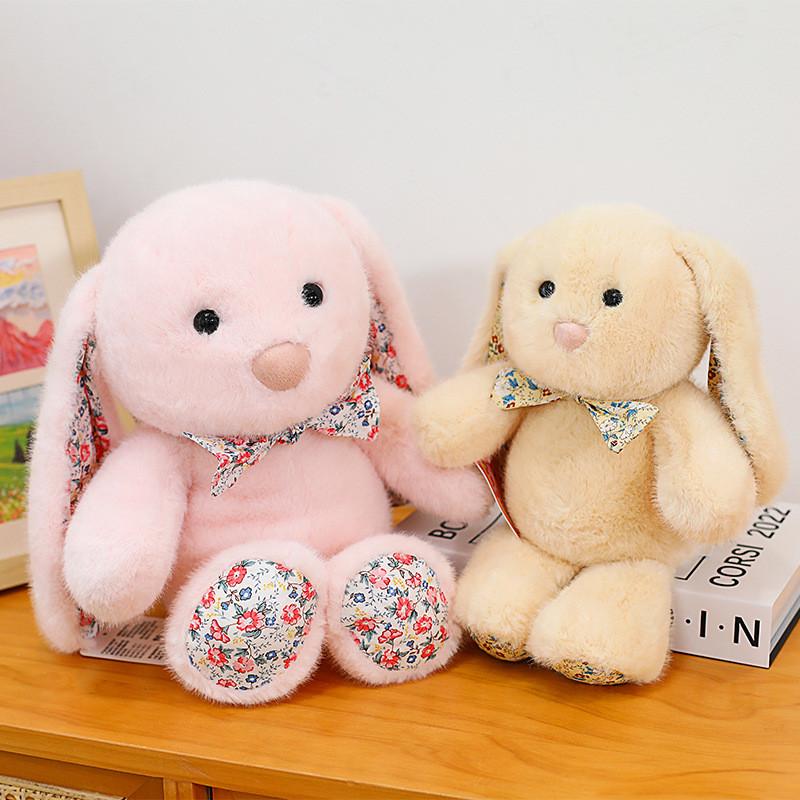 Cute Floral Bunny Plush Toy With Soft Short Pile For Children And Gift Giving