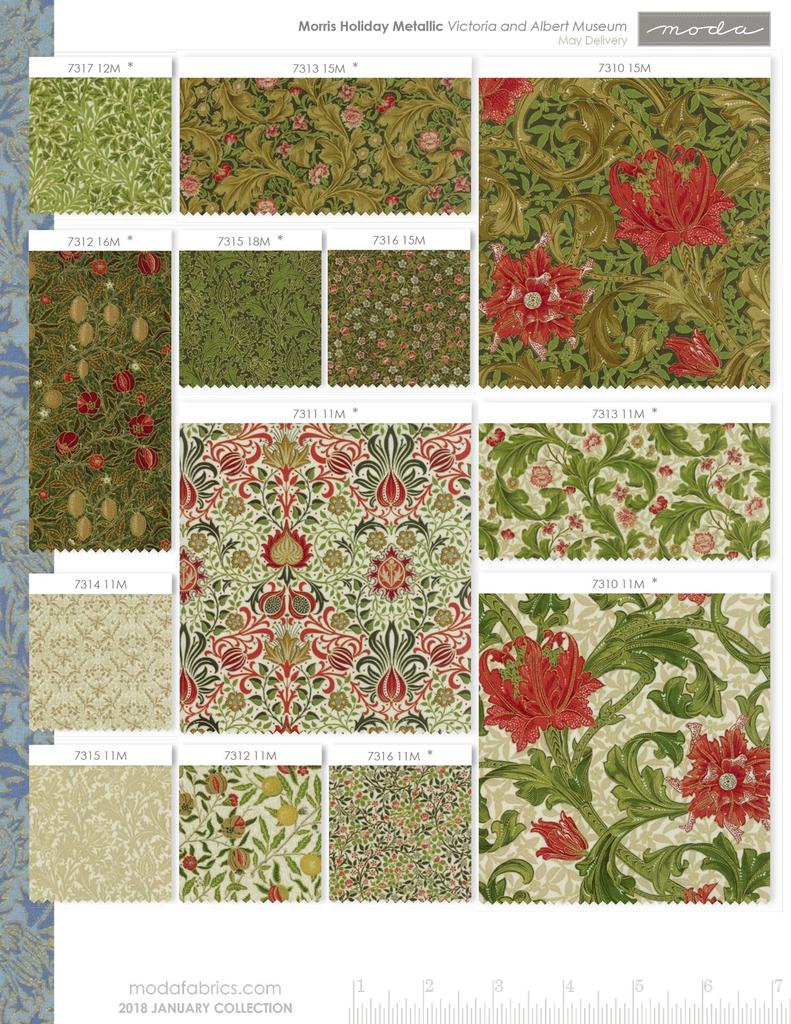 Moda Botanical Clover Sheeting Best of Metallic White X 7316-11m Fabric, Morris, Finish, (110cm 100cm)