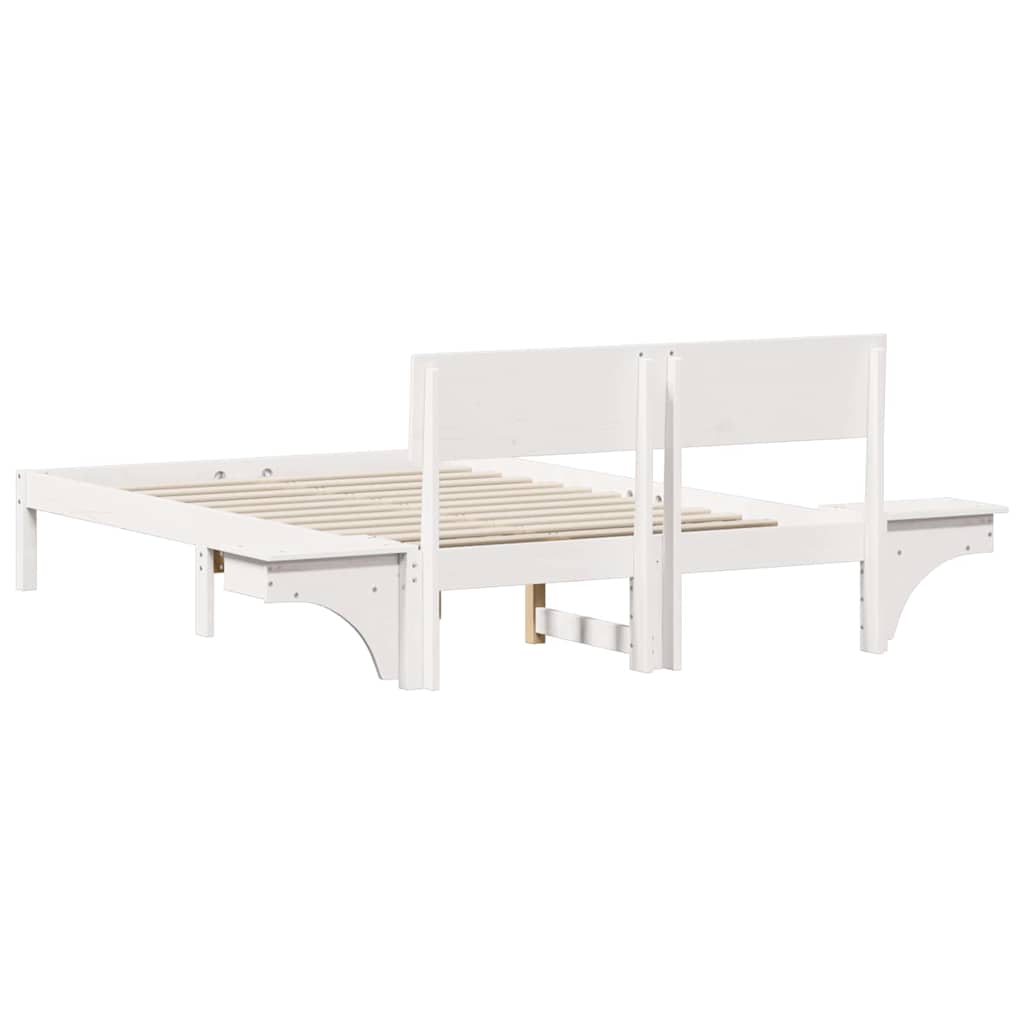 White Bed Frame with Headboard 120 x 190 cm Solid Pine Wood
