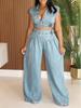 European and American Women's Sleeveless Denim Jeans Two-Piece Suit - Sexy, Loose, Straight Leg Summer Outfit