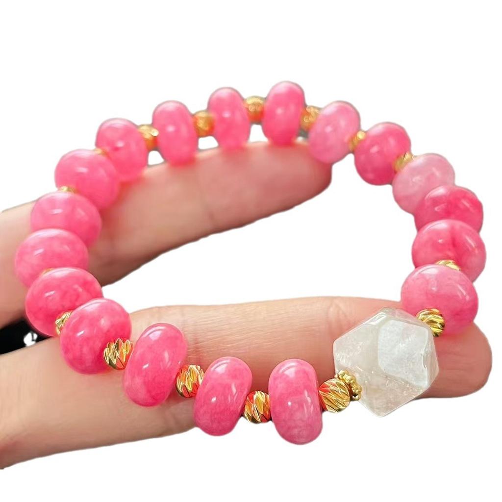 Vintage Ruby Quartz Rock Natural White Crystal Bracelet Bracelet