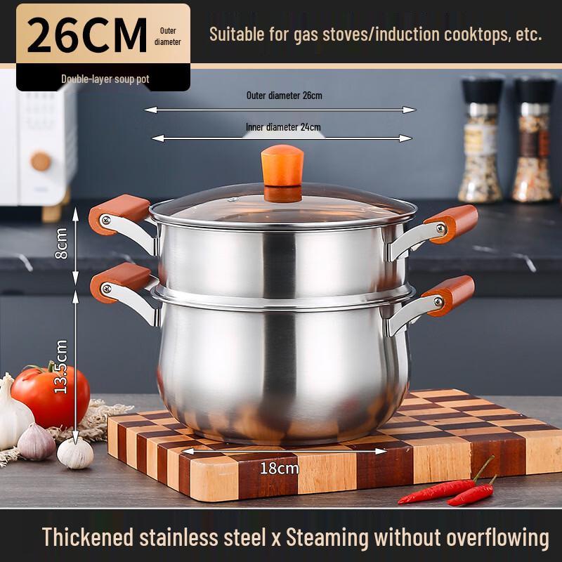 Yicang Stainless Steel Multi-Purpose Pot Set with Beechwood Handles