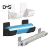 1 Pair Kitchen Storage Rack Organizer Drill-Free Installation Wall-Mounted Multi-Purpose Shelf Plastic Wrap Trash Bags Organizer