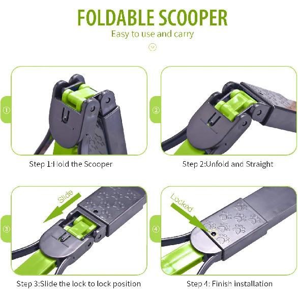 PPOGOO Non-Breakable Pet Pooper Scooper for Dogs and Cats with Long Handle High Strength Material and Durable Spring for Easy Grass and Gravel Pick