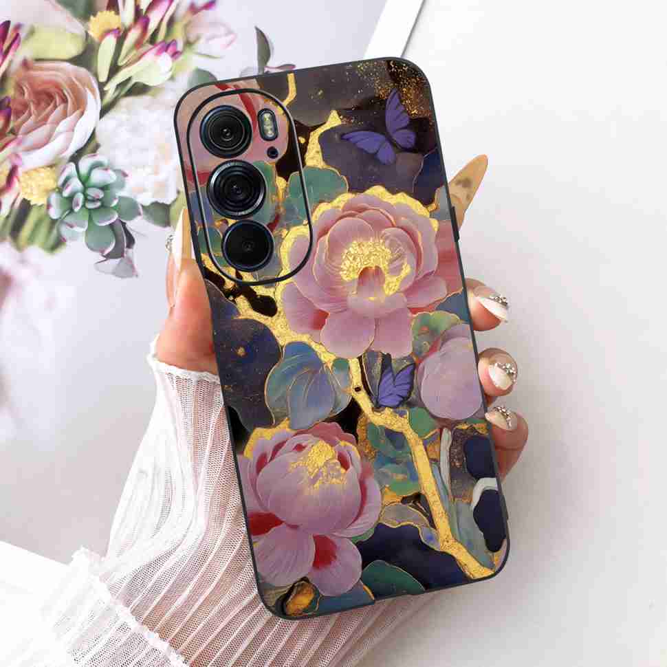 For Motorola Edge X30 5G Case Silicone TPU Black Cover For Motorola Edge X30 x30 XT2201-2 XT2201-6 Colorful Flowers Phone Casing