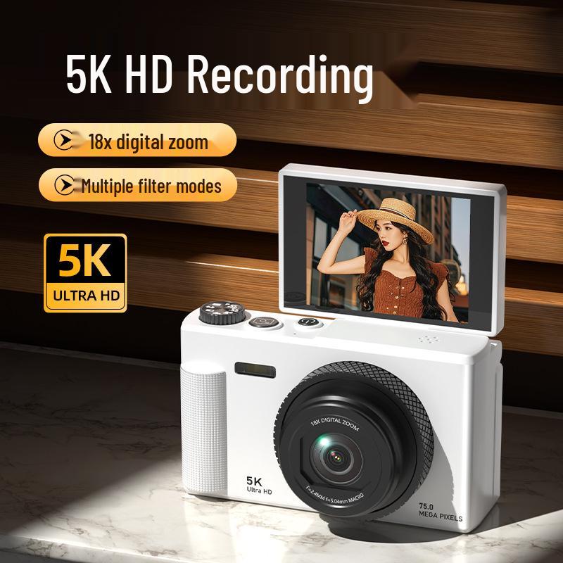 Retro 5K Mirrorless Digital Camera with Flip Screen and CCD Sensor for Students
