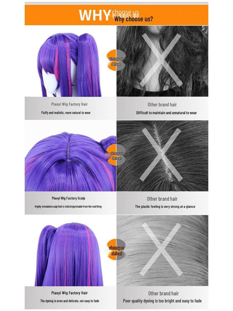 Piao Yi Oshi No Ko Hoshino Ai Deep Purple Ponytail Cosplay Wig