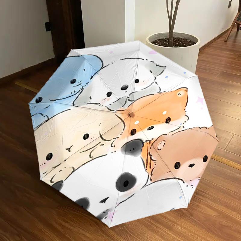 

Adorable Cloud Print Automatic Folding Umbrella with 3-Fold Design, Iron Frame, Suitable for Fans, Travel, Daily Use, Perfect Gift for Holid