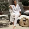 Europe, America 1116 Spring and Summer New Fashion Casual Suit Temperament Commuting Versatile V-neck Top Loose Trousers