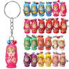 DEARMAMY Süße kleine Matroschka Schlüsselanhänger, Set von 12, Lustige Taschenanhänger, Perfekt für Weihnachten oder Halloween, Zufällige Designs