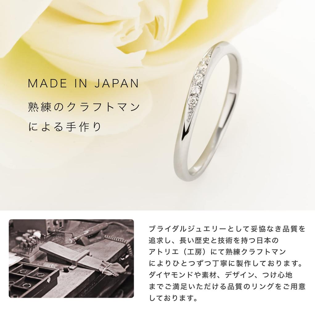 LEGAN Platinum 900 Diamond Size PT900 Natural Diamond Wedding Band for Made In Japan Ring, 6, Women,