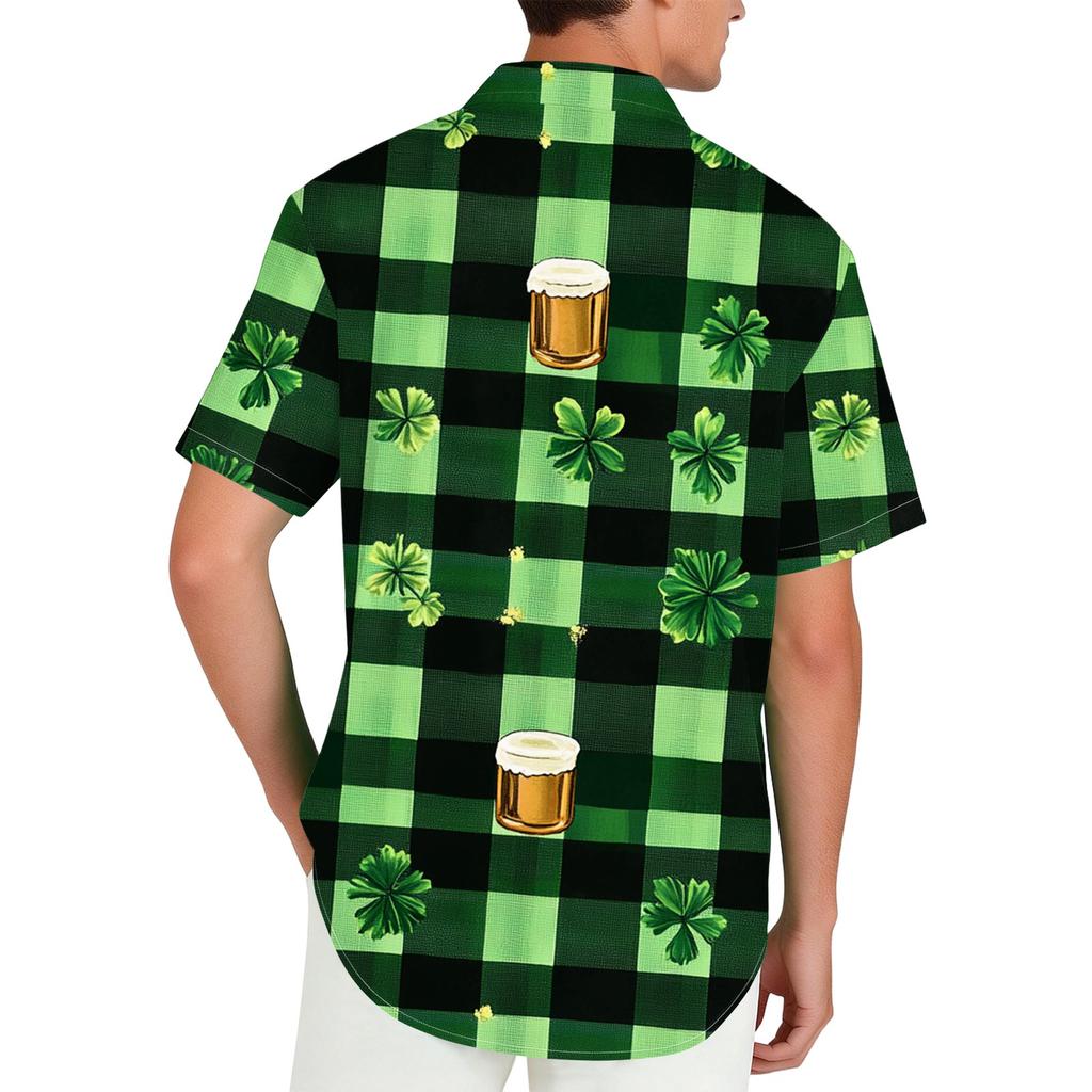 Men's loose and casual flag-print T-shirt, short sleeve shirt