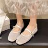 Fashion Women's Flat Shoes Spring New Round Head Shallow Mouth Mesh Cloth Breathable Word with Anti-slip Wear-resistant Single Shoes