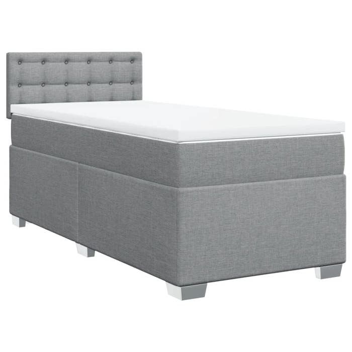 Exclusive House - Bed Slat Base with Mattress Light Grey 100x200cm Fabric