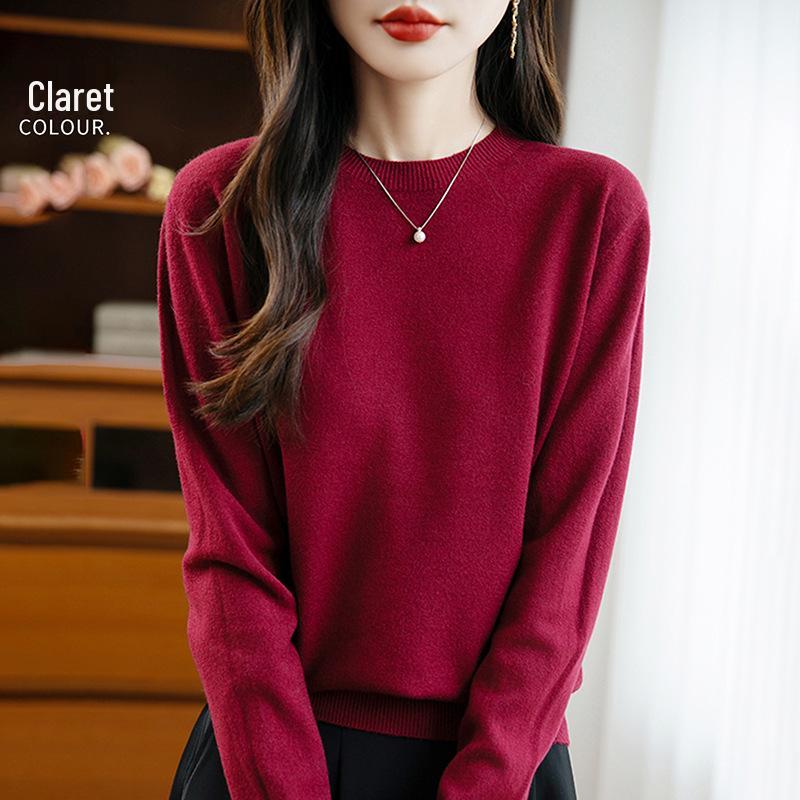 Women's Seamless Wool Cashmere Pullover Sweater - Round Neck, Loose Fit, Popular Seller for Spring, Autumn, & Winter.