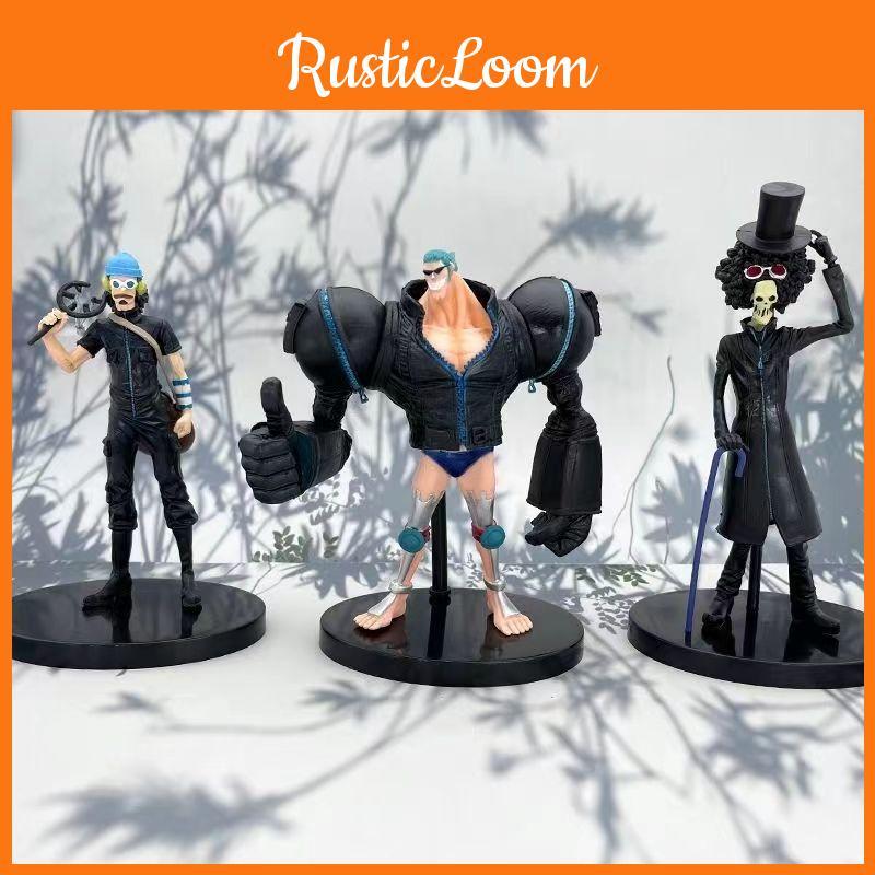 Modèle Artesanal One Piece Ville Dorée Édition Film Vêtements Noirs Équipe Chapeau de Paille 9 Ensemble Complet Luffy Zoro Figurines Anime Matériau PVC
