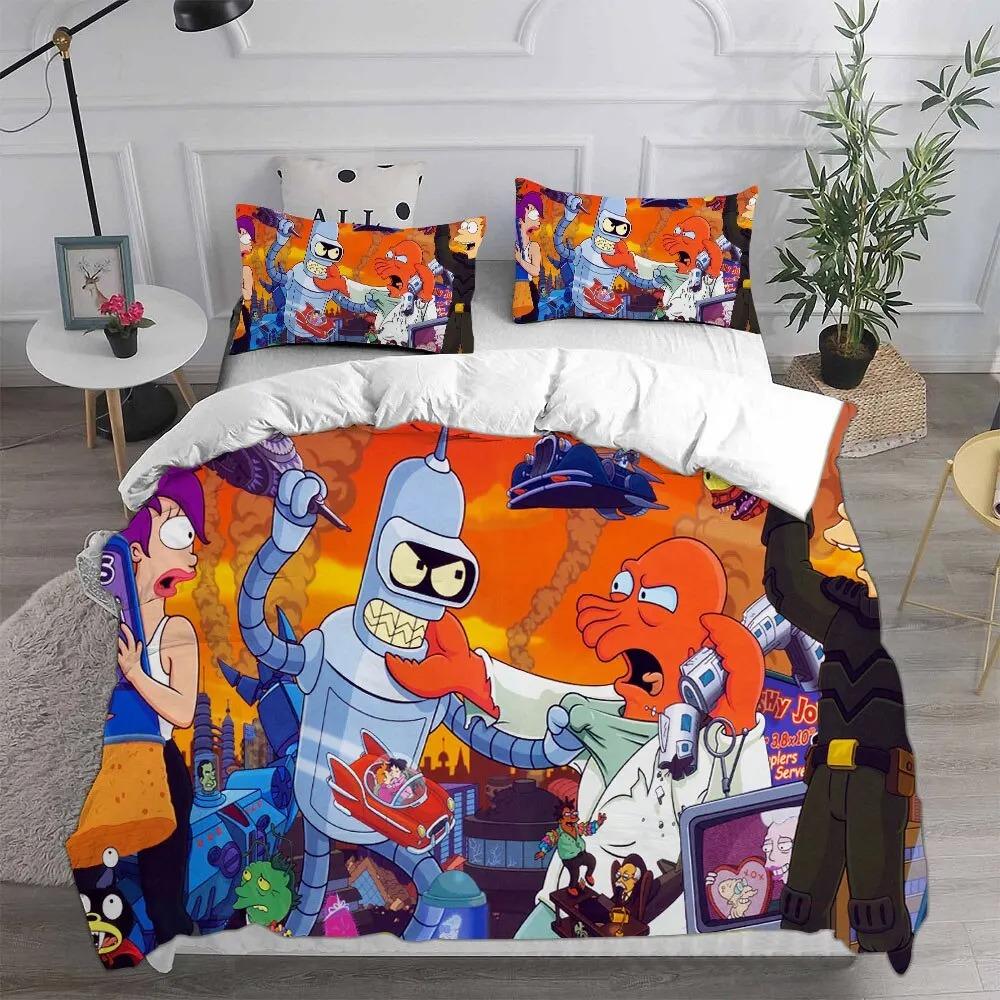 3D Cartoon Futuramas Bender Bedding Set Boys Girls Twin Queen Size Duvet Cover Pillowcase Bed Kids Adult Fashion Home Textiles