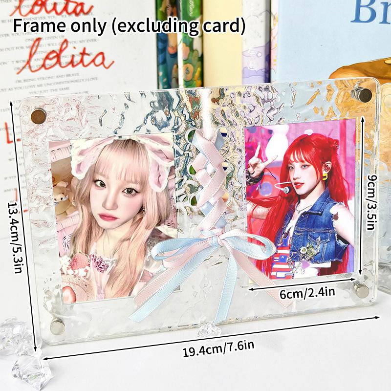 Ins Photo Frame Transparent Photocards Holder Water Ripple Acrylic Photo Frame Kpop Card Display Rack Stand Fans Gift