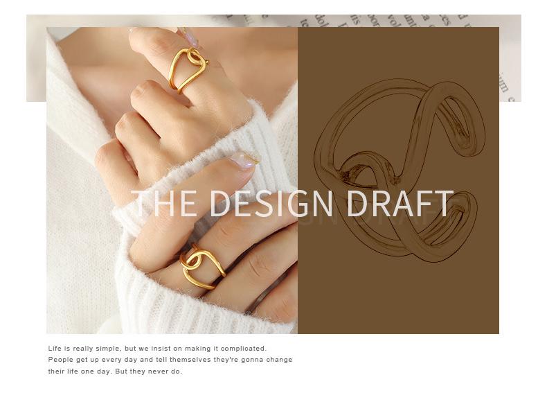 European & American Geometric Chain Twist Open Ring - Women's Titanium Steel Jewelry Gift