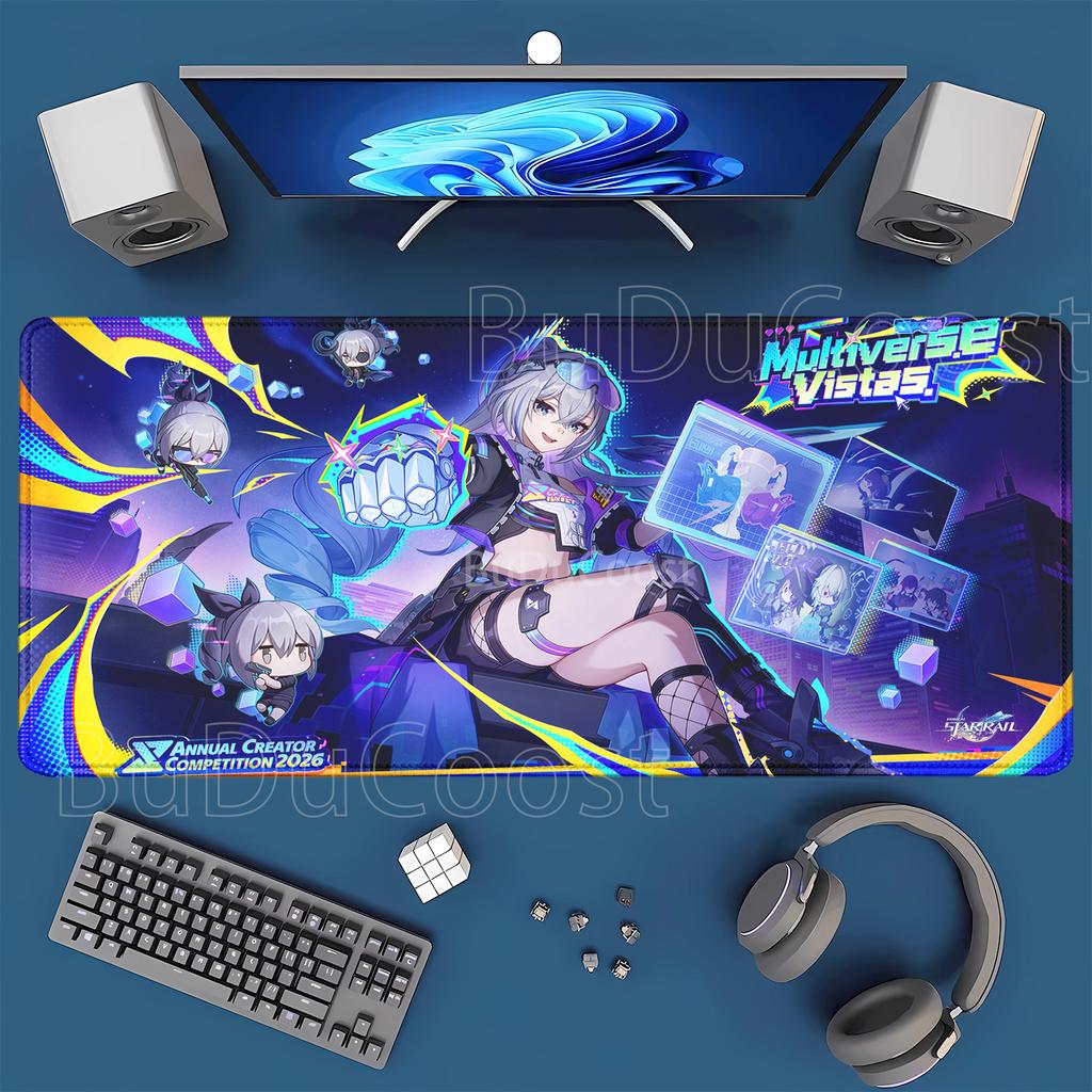 HSR Silver Wolf LV Honkai Star Rail Large XXL Mouse Mat New Nonslip Keyboard Anime Girl Kawaii Mouse Pad PC Gaming Desk Mat