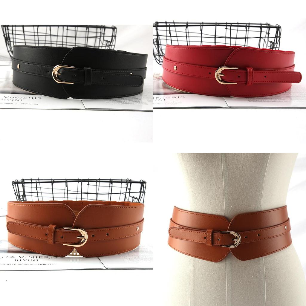 Breiter Taillengürtel im Vintage-Stil aus Kunstleder mit Metallschnalle für Freizeitkleidung