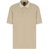 Solid Ribbed Short Sleeve Polo Shirt Men Tops Beige XM000509-AF13055-U6167