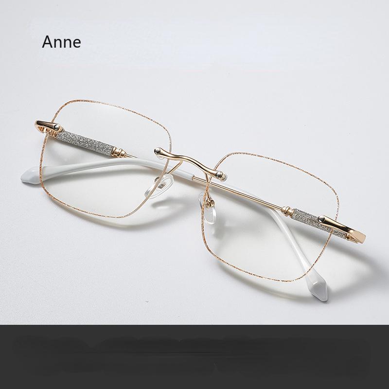 Damen Ultraleichte Presbyopie-Brille mit Schnittrahmen, blaues Licht blockierende Lesebrille, Vintage-Weitsichtbrille mit Dioptrien