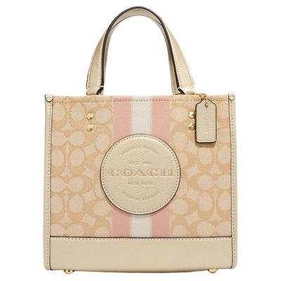 Kabelka Dempsey 22 Classic presbyopická zapínání na patentový uzávěr Signature žakárová látka kůže a teletina Tote taška Tote taška nákupní taška přes rameno