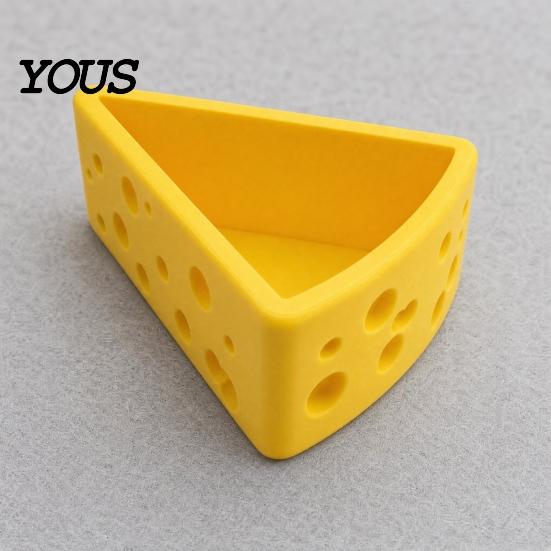 Key Holder Cheese Shape Ornament, 3D Printing Smooth Surface Storage Box, Hole Desk Organizer Design Bright Yellow Cosmetic for Keys