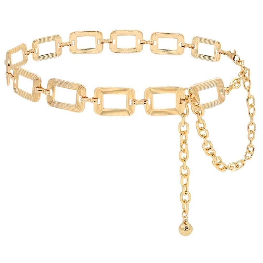 

Hollow Out Body Link Belts Metal Body Chains Jewelry Casual Waist Chain Belt for Jeans Dress золотий