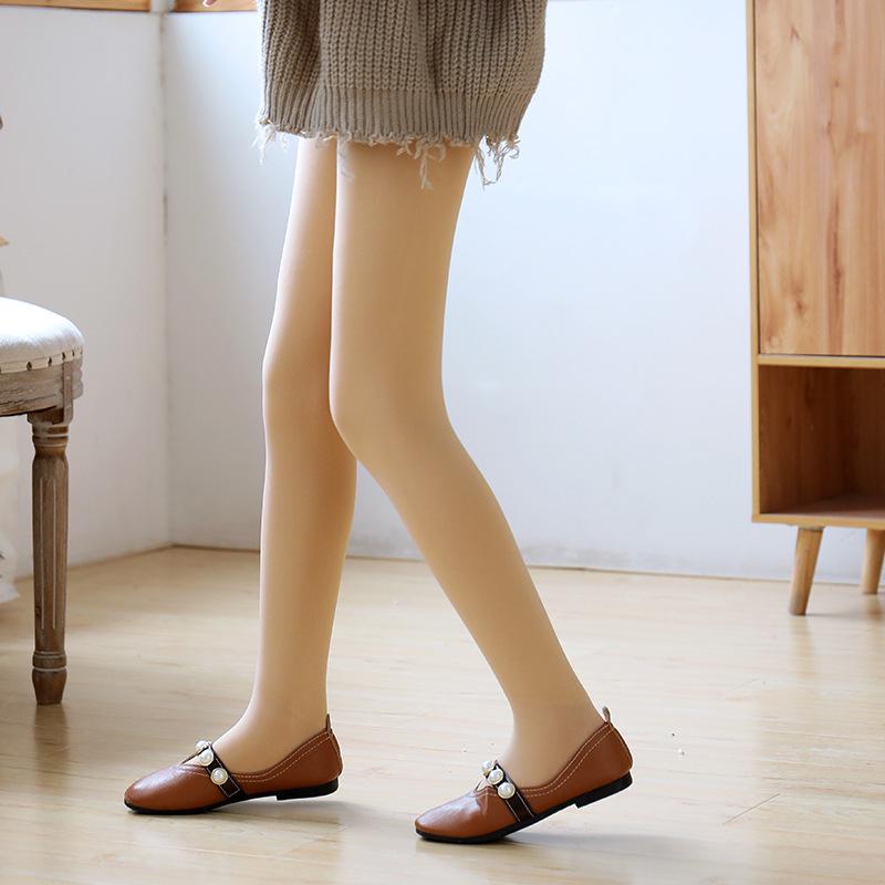 Girls' Winter Velvet Thickened Flesh-Colored Anti-Pilling Dance Pantyhose