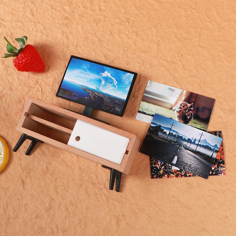 1:12 Кукольный домик Миниатюрный Гостиная Телевизор Деревянный Тумба под телевизор — фото 8