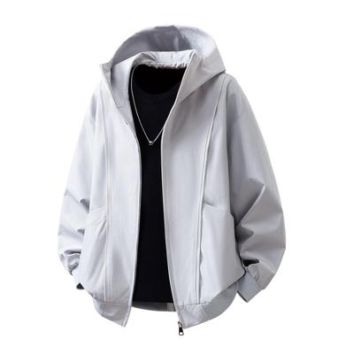 2025 Autumn Men's Loose Fit Solid Color Hoodie - Korean Style Youth Fashion Cardigan.