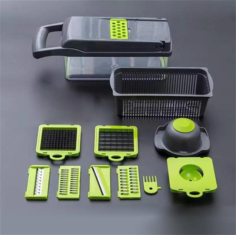 

Многофункциональный набор, кухонный процессор для нарезки кубиками овощей и фруктов, терка, кухонные аксессуары, ручной измельчитель, кухонный слайсер, резка светло-зеленый