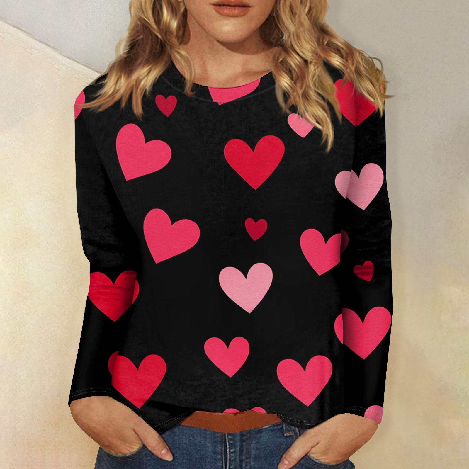 

Женские топы с круглым вырезом, свободная футболка с принтом ко Дню святого Валентина XXL